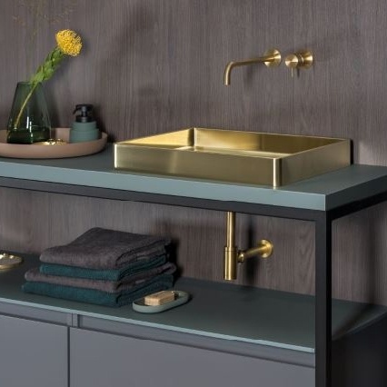 Badkamer Lanesto Vanity Gold wasbak en kraan Badkamer Lanesto Vanity Gold wasbak en kraan
